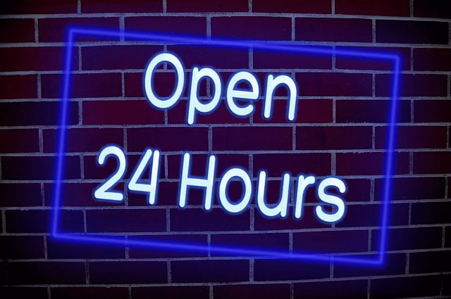 open, opening hours, neon